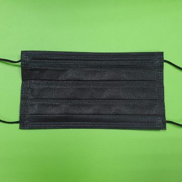 Măşti Protecţie, Unică Folosinţă, Dispozitiv Medical, Clasa I, Tip IIR, 3 Straturi, 3 Pliuri, Negre (România) - Faţă